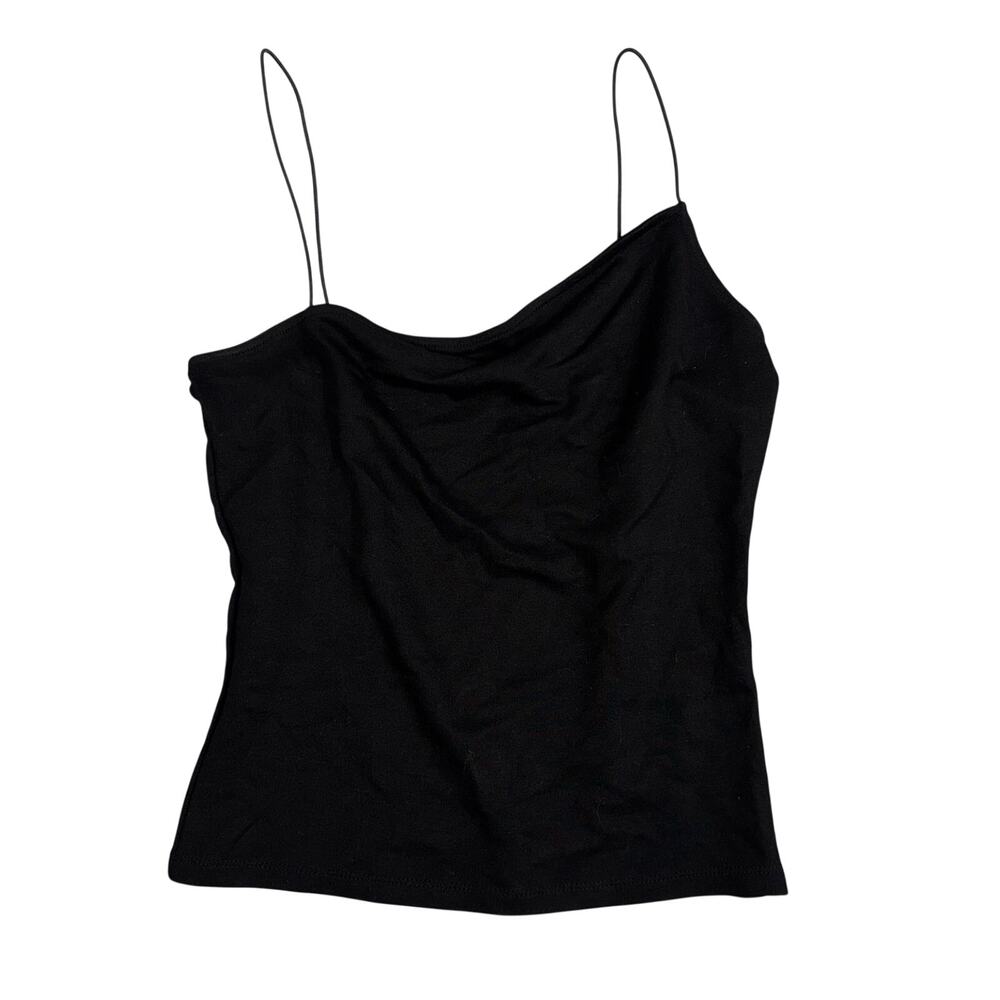NA-KD Black Asymmetric Camisole Small Y2K Minimalist Strappy Top